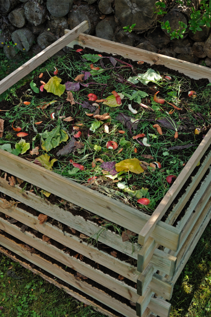 A full compost bin.
