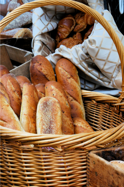 A basket full of bread. 